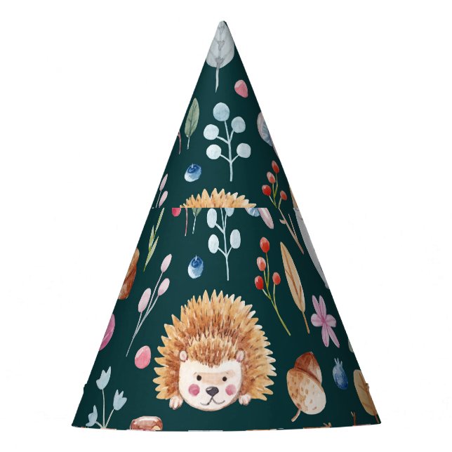 Wasserfarbenfrohe Waldkindermuster Partyhütchen (Vorderseite)