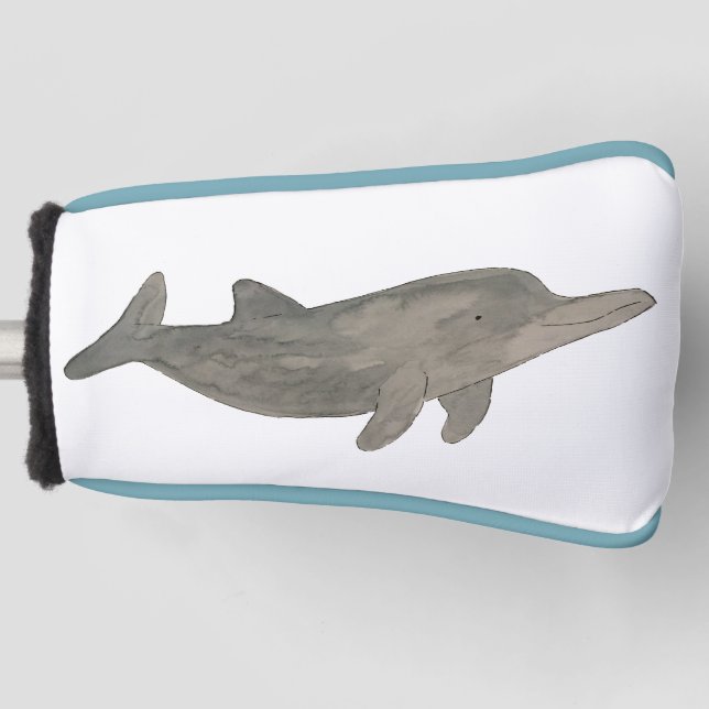 Wasserfarbenfroher Delphin Golf Headcover (Vorderseite)
