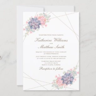 Wasserfarbenfrühlingsscculents Wedding Einladung
