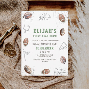 Wasserfarbenfußball im ersten Jahr ab dem Geburtst Einladung