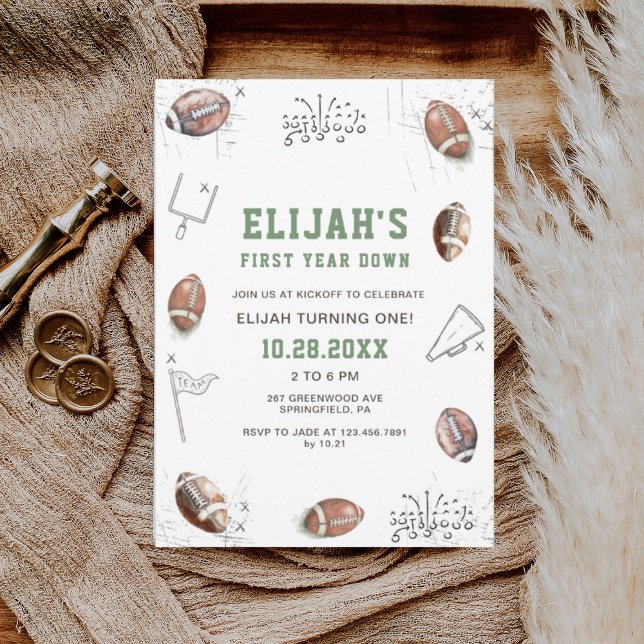 Wasserfarbenfußball im ersten Jahr ab dem Geburtst Einladung (Von Creator hochgeladen)