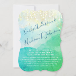 Wasserfarbengebirge Blaue grüne goldene Lichter Einladung