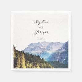 Wasserfarbengebirge Hochzeitspass Napkin Cocktail Serviette