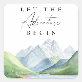 Wasserfarbengebirge - Lass des Abenteuers Quadratischer Aufkleber