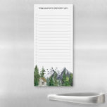 Wasserfarbengebirge - Naturfresken Checkliste Magnetischer Notizblock<br><div class="desc">Individuell gestaltete Text-/Namensübersicht mit Aquarelllandschaft mit Bergen,  Wald und einer Kabine.</div>