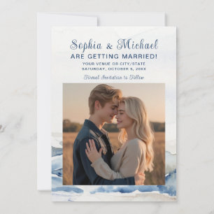 Wasserfarbengebirge Rustikale Hochzeit retten das Save The Date