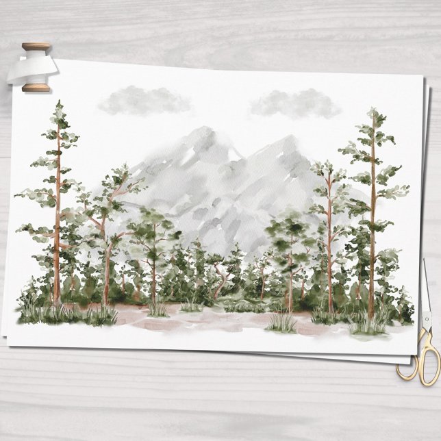 Wasserfarbengebirge und Wald Geschenkpapier Set (In situ)