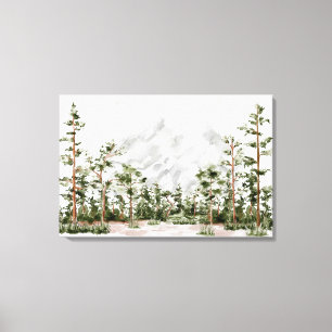 Wasserfarbengebirge und Wald Leinwanddruck
