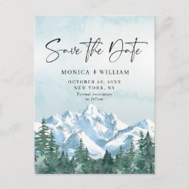 Wasserfarbengebirge Waldhochzeit retten das Datum Postkarte