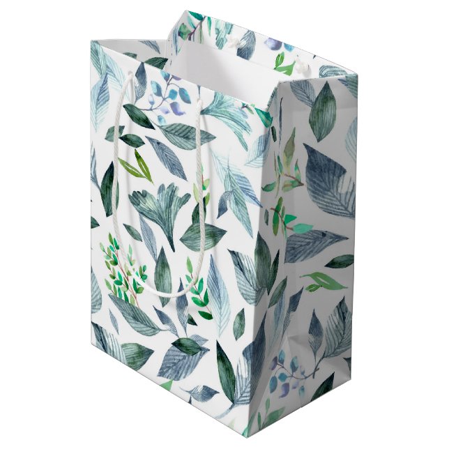 Wasserfarbengefallene Blätter 11 Mittlere Geschenktüte (Rückseite Schrägansicht)