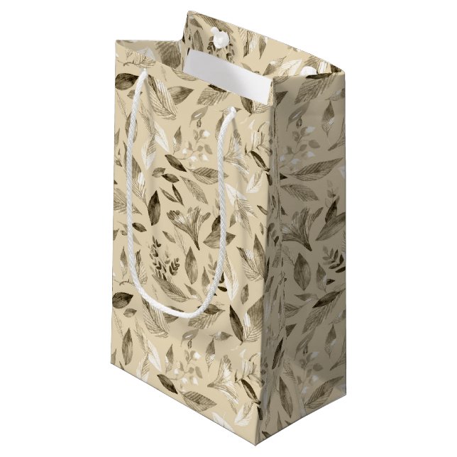 Wasserfarbengefallene Blätter 4 Kleine Geschenktüte (Vorderseite Schrägansicht)