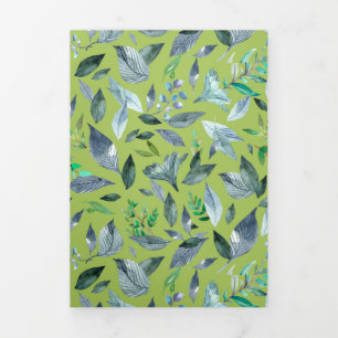 Wasserfarbengefallene Blätter 6 Dreifach Gefaltete Ankündigung