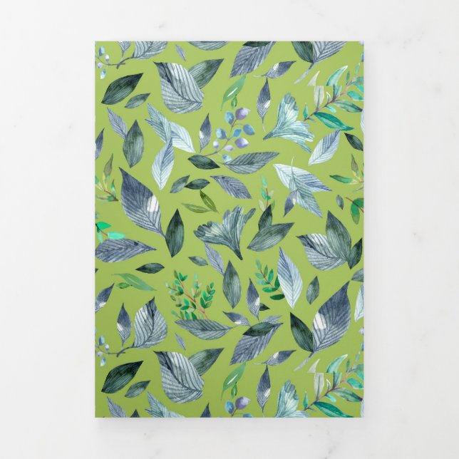 Wasserfarbengefallene Blätter 6 Dreifach Gefaltete Ankündigung (Cover)