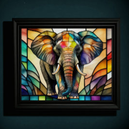 Wasserfarbengefestigtes Glas Elefant 5:4 Poster