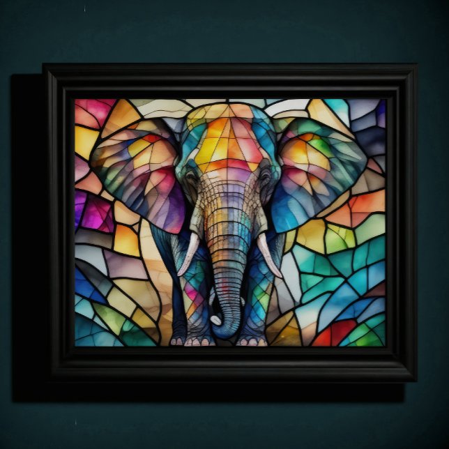 Wasserfarbengefestigtes Glas Elefant 5:4 Poster (Von Creator hochgeladen)