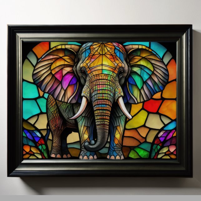 Wasserfarbengefestigtes Glas Elefant 5:4 Poster (Von Creator hochgeladen)