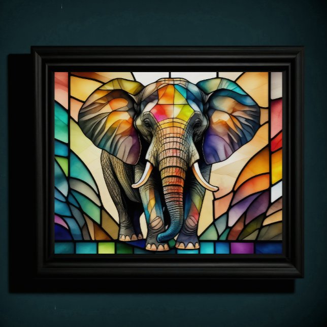 Wasserfarbengefestigtes Glas Elefant 5:4 Poster (Von Creator hochgeladen)
