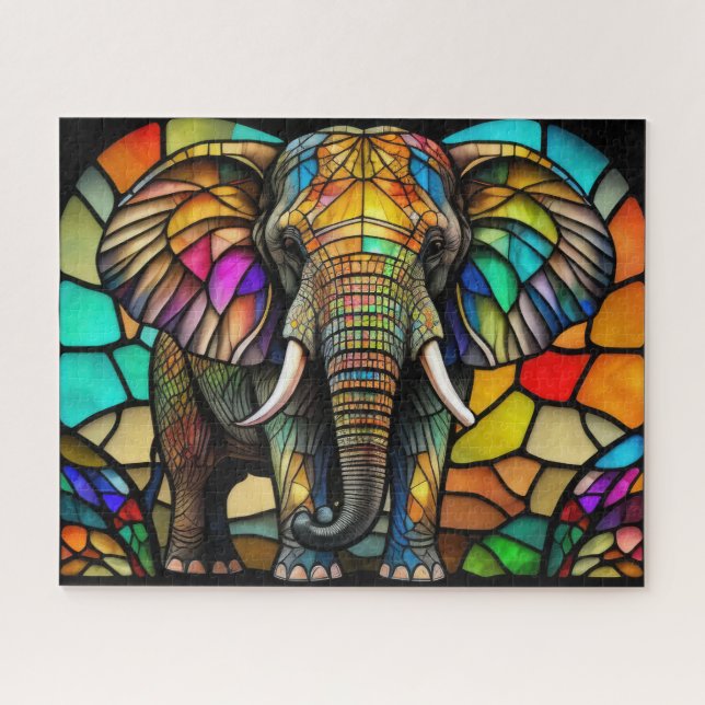 Wasserfarbengefestigtes Glas Elephant Puzzle (Horizontal)