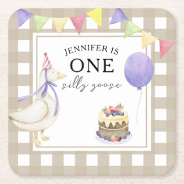 Wasserfarbengel 1. Geburtstag Rechteckiger Pappuntersetzer