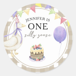 Wasserfarbengel 1. Geburtstag Runder Aufkleber