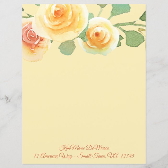 Wasserfarbengelbe Rose Grenz-Geschirr (Vorderseite)