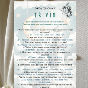 Wasserfarbengender Neutral Baby Shower Trivia Game