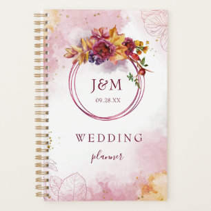 Wasserfarbengeometrische Floral Fall Burgundy Wedd Planer