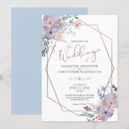 Wasserfarbengeometrische Hochzeit Dusty Blue Einladung