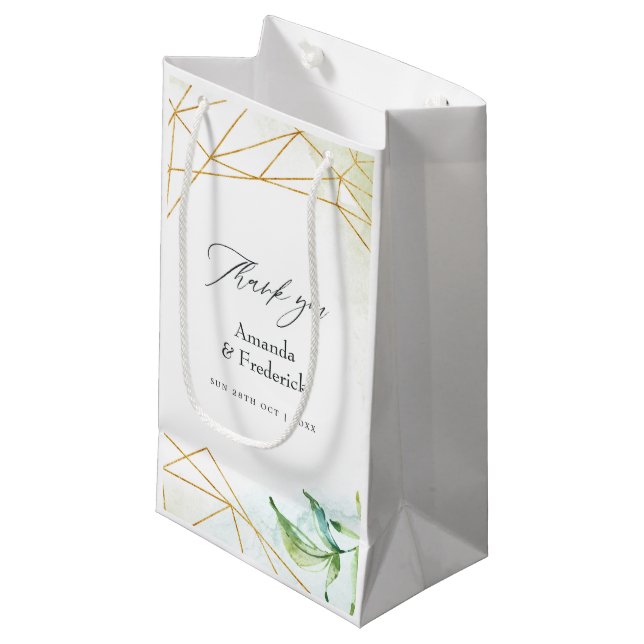 Wasserfarbengeometrische Kristallhochzeit Kleine Geschenktüte (Vorderseite Schrägansicht)