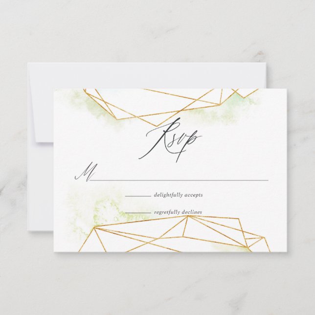 Wasserfarbengeometrische Kristallhochzeit RSVP Karte (Vorderseite)