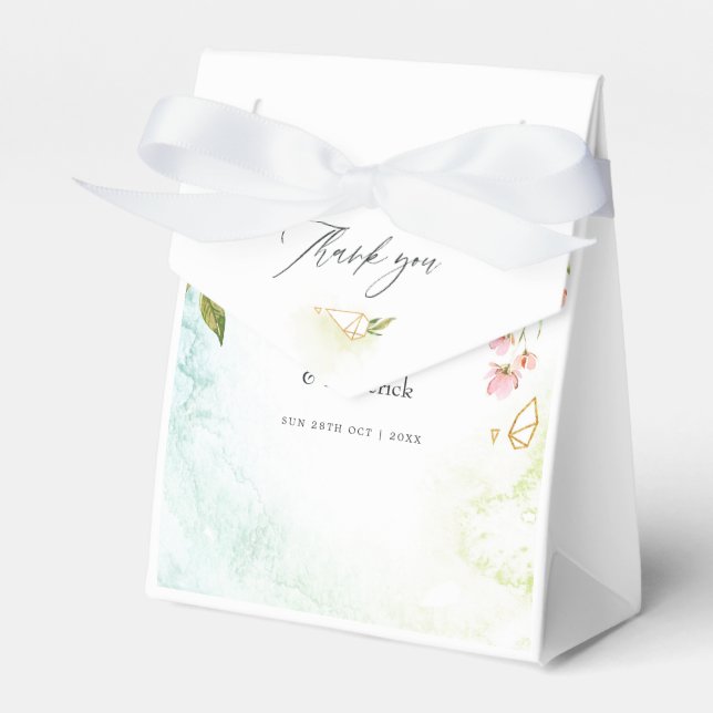 Wasserfarbengeometrische Mit Monogramm Kristallhoc Geschenkschachtel (Vorderseite)