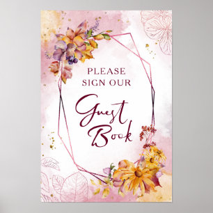 Wasserfarbengeometrischer Fall Marsala Wedding Poster