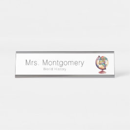 Wasserfarbengeschichte oder Geografie-Lehrer Schreibtischnamensplakette