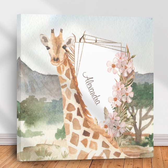 WasserfarbenGiraffe in African Savannah Kids Leinwanddruck (Von Creator hochgeladen)