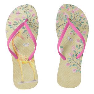 WasserfarbenGiraffen Schmetterlinge und Blossom Flip Flops