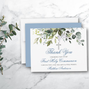 Wasserfarbengrün Dusty Blue Communion Dankeskarte
