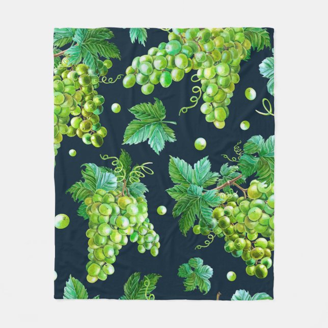 Wasserfarbengrüne Traube, Blätter auf dunklem Hint Fleecedecke (Vorderseite)
