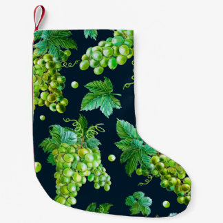 Wasserfarbengrüne Traube, Blätter auf dunklem Hint Kleiner Weihnachtsstrumpf