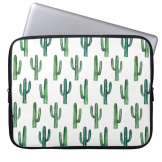 Wasserfarbengrünes Kaktusmuster. Grünkakti Laptopschutzhülle