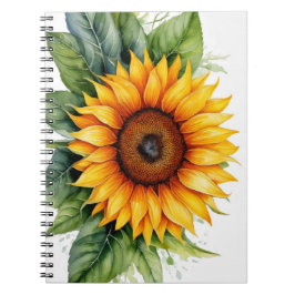 Wasserfarbenhandgezogenes SonnenblumenNotebook Notizblock