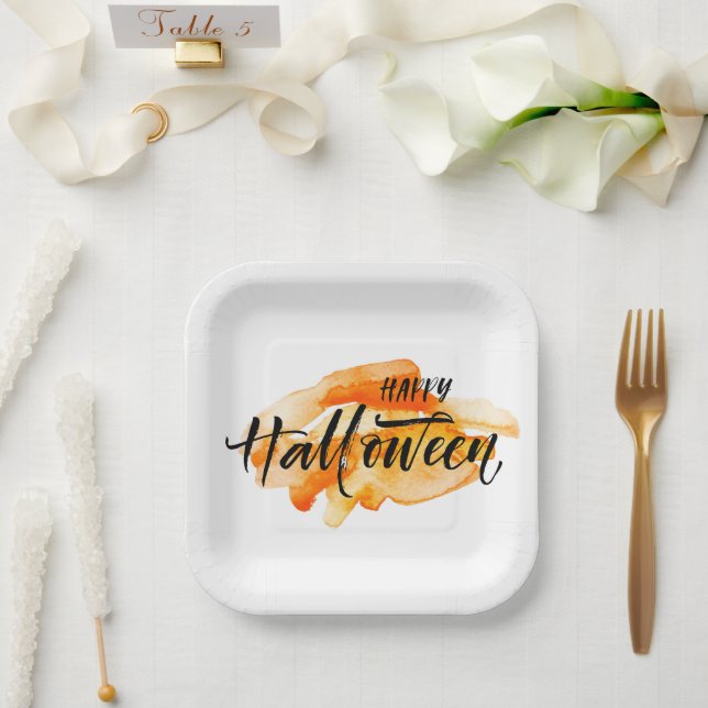 Wasserfarbenhappy Halloween Pappteller (Hochzeit)