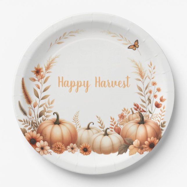 Wasserfarbenhappy Harvest Pappteller (Vorderseite)