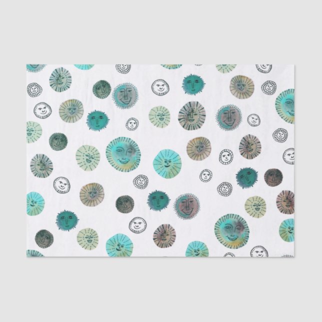 Wasserfarbenhappy Suns Pattern Geschenk Seidenpapier (Vorderseite)