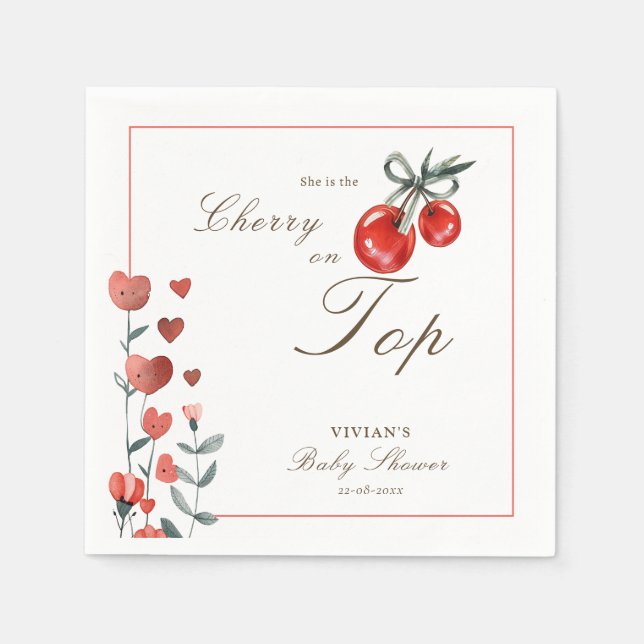 Wasserfarbenherz Blumenkohl auf Top Baby Dusche Serviette (Vorderseite)