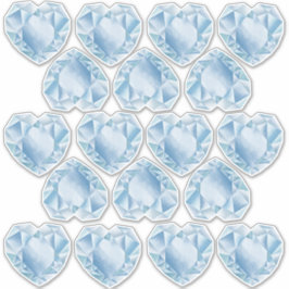 Wasserfarbenherz Diamonds Niedlich Pastel Blue Wed Aufkleber