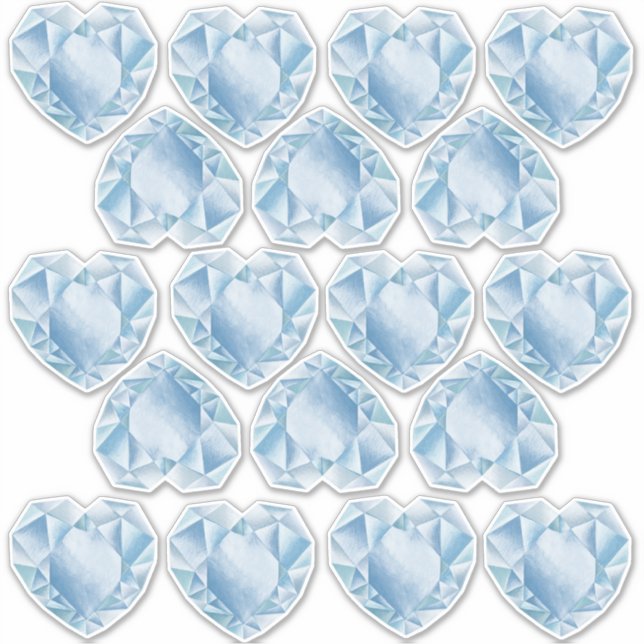 Wasserfarbenherz Diamonds Niedlich Pastel Blue Wed Aufkleber (Vorderseite)
