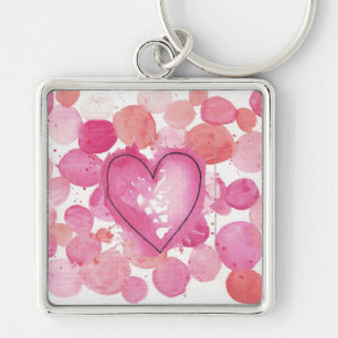 Wasserfarbenherz-Keyring Schlüsselanhänger