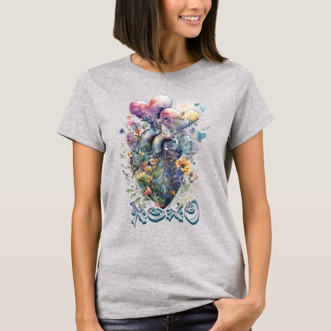 Wasserfarbenherz T-Shirt (Vorderseite)