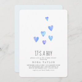 Wasserfarbenherzen Es ist eine Baby-Dusche Einladung