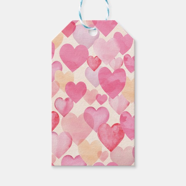 Wasserfarbenherzen Geschenkanhänger (Vorderseite)